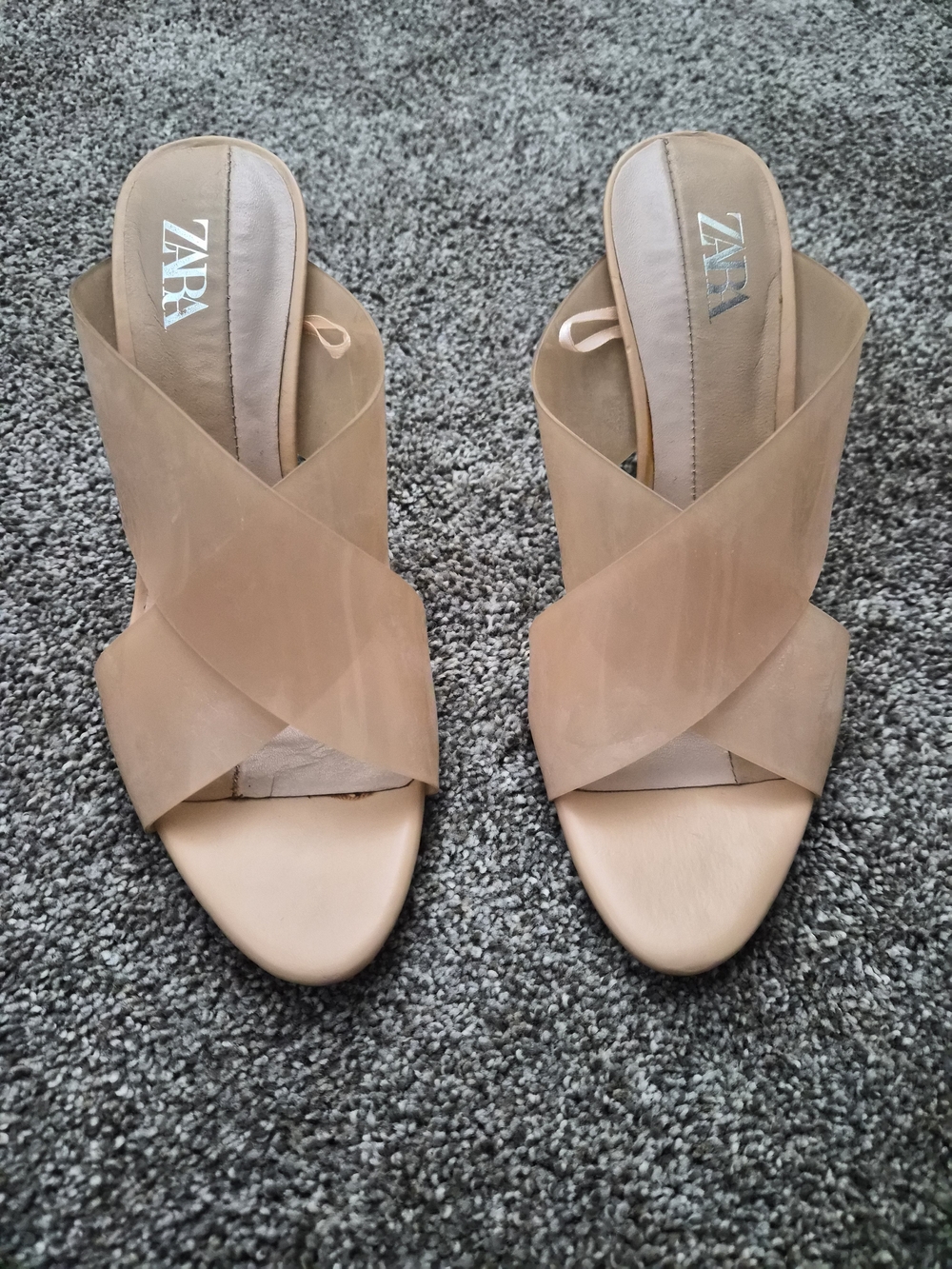 ZARA Beige Crisscross Slide Mules